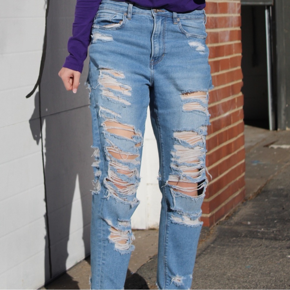 American Eagle distressed mom jeans